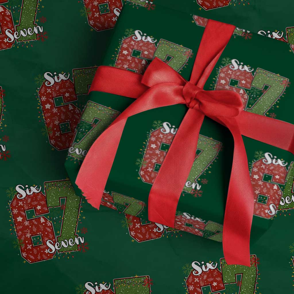 67 Xmas Wrapping Paper Roll Funny Six Seven Meme Gen Alpha Slang Snowflake - Wonder Print Shop