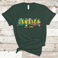 Jamaica T Shirt Jamaica Est 1962 Jamaican Flower Bird Travel Souvenir - Wonder Print Shop