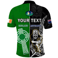 Custom New Zealand Ireland Rugby Polo Shirt All Black Maori Mix Shamrocks - Wonder Print Shop