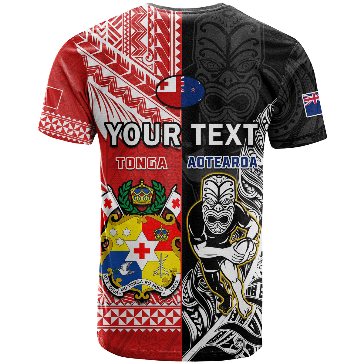 Custom Mate MaA Tonga And All Black Rugby T Shirt Polynesian Mix NZ Maori Fern - Wonder Print Shop