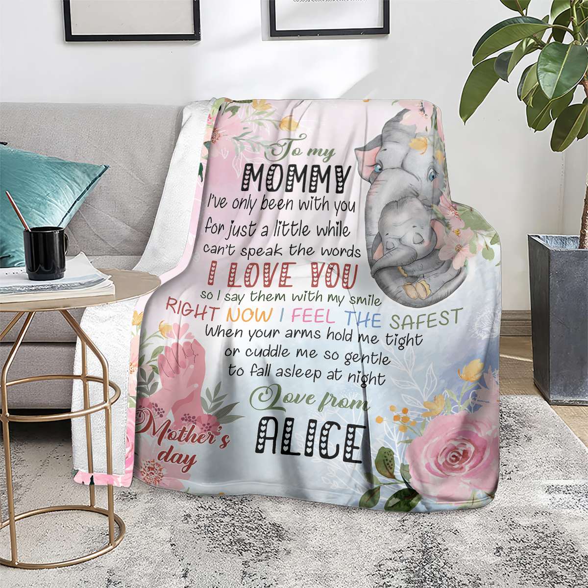 Custom Name “I Love You Mom” Blanket – Personalized Mother’s Day Gift CTM05