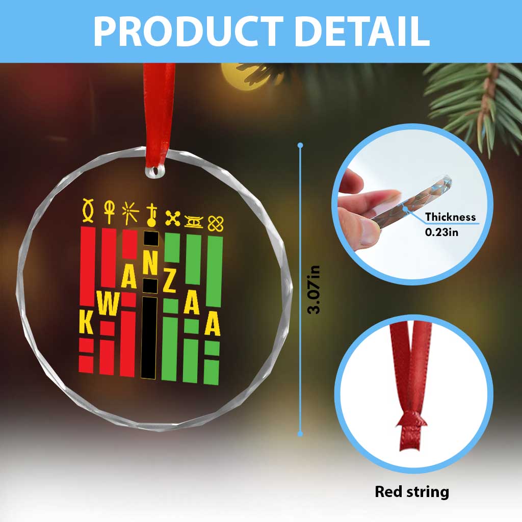 7 Principles Of Kwanzaa African American Crystal Glass Ornament TS09