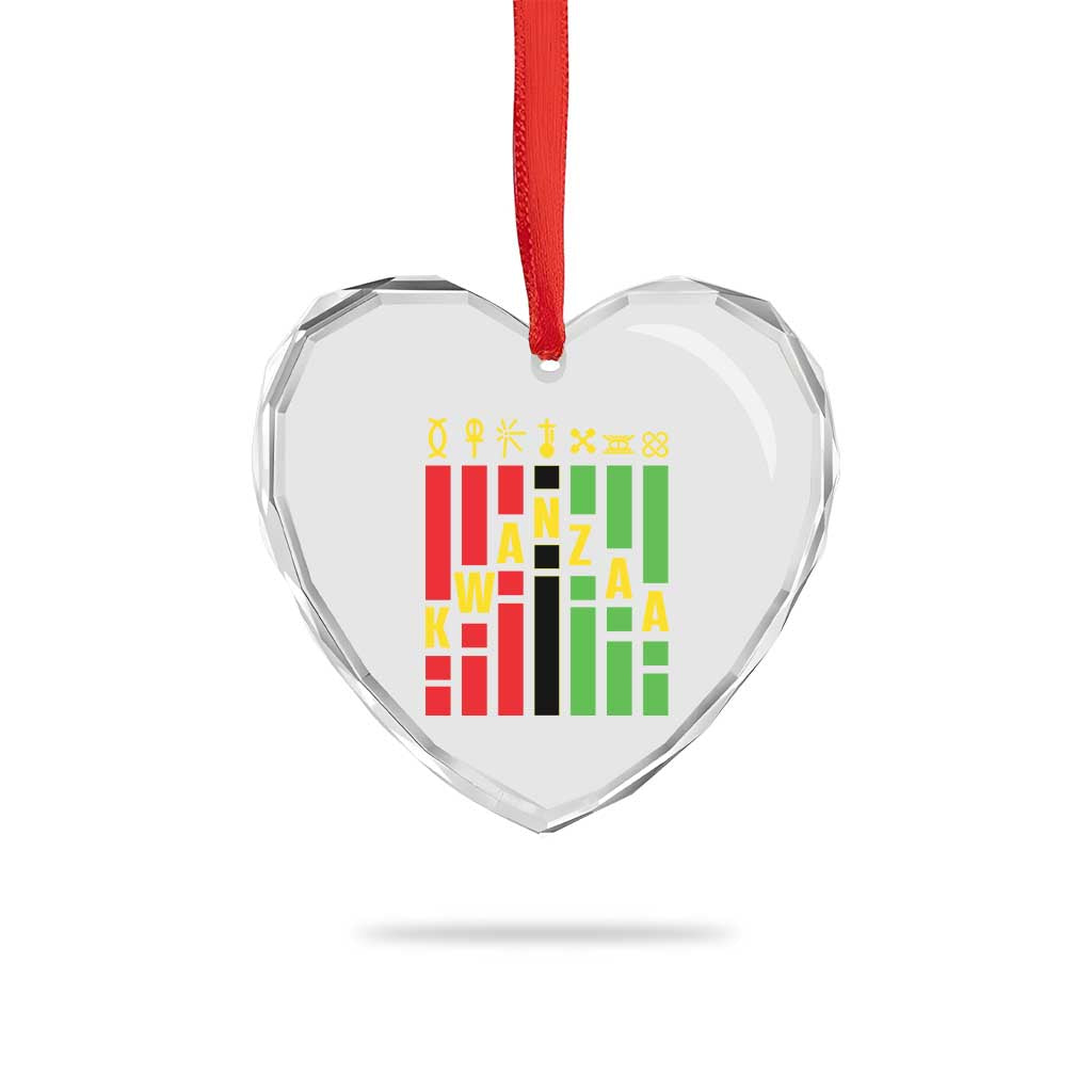7 Principles Of Kwanzaa African American Heart Crystal Glass Ornament - Wonder Print Shop