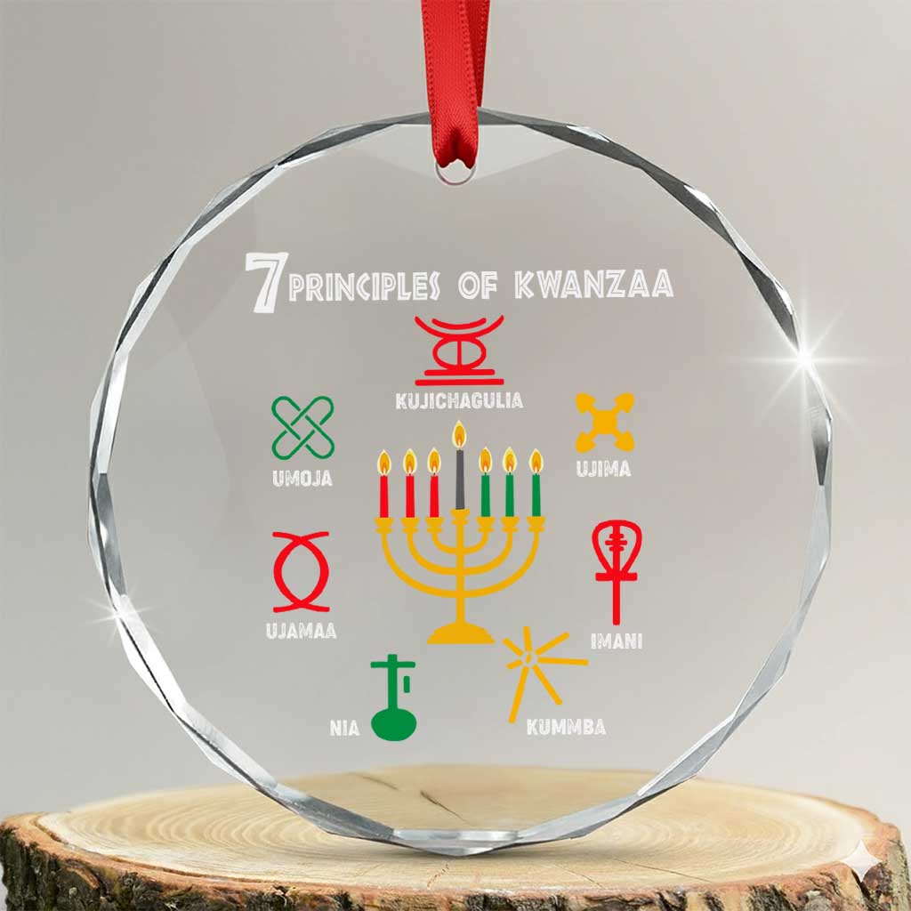 7 Principles Of Kwanzaa African American Xmas Crystal Glass Ornament - Wonder Print Shop
