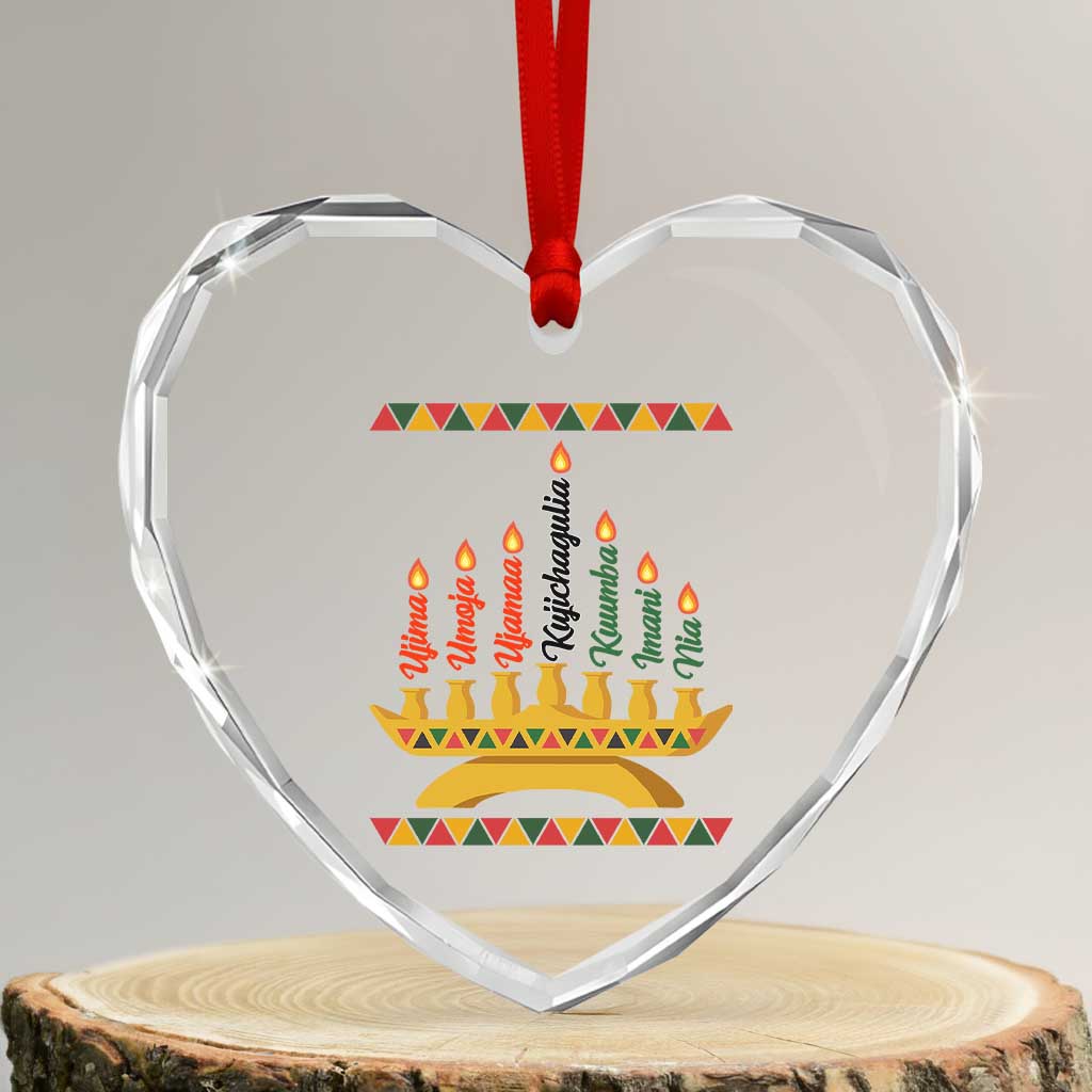7 Principles Of Kwanzaa Heart Crystal Glass Ornament Festival Of Lights African Heritage Gift - Wonder Print Shop