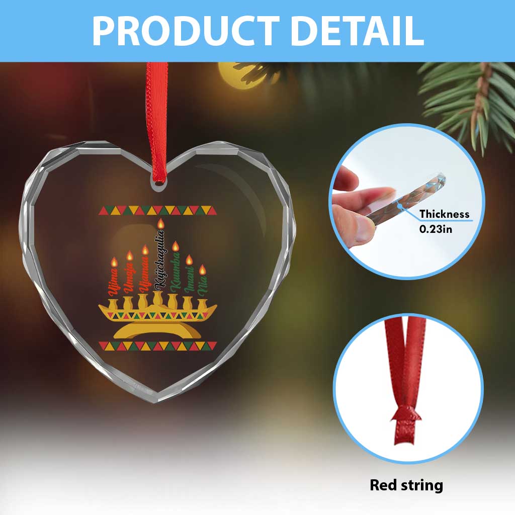 7 Principles Of Kwanzaa Heart Crystal Glass Ornament Festival Of Lights African Heritage Gift - Wonder Print Shop
