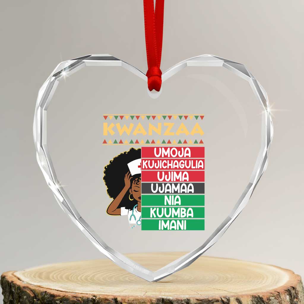 7 Principles Of Kwanzaa Heart Crystal Glass Ornament Nurse Pride African American Heritage Gift - Wonder Print Shop