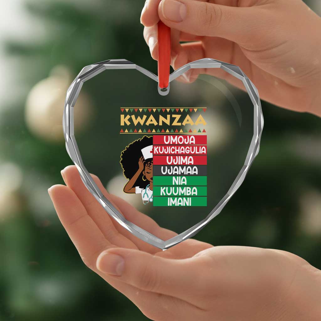 7 Principles Of Kwanzaa Heart Crystal Glass Ornament Nurse Pride African American Heritage Gift - Wonder Print Shop
