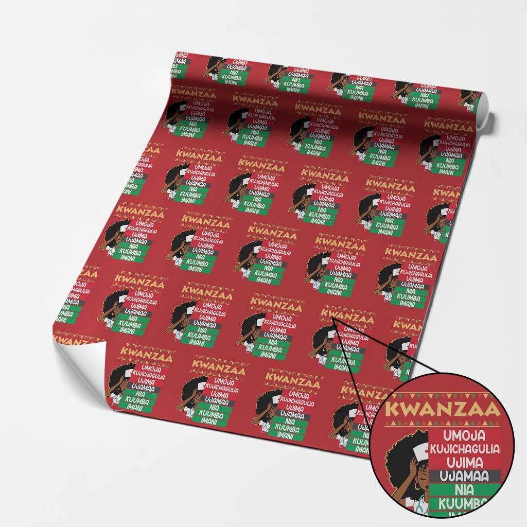 7 Principles Of Kwanzaa Wrapping Paper Roll Nurse Pride African American Heritage Gift - Wonder Print Shop