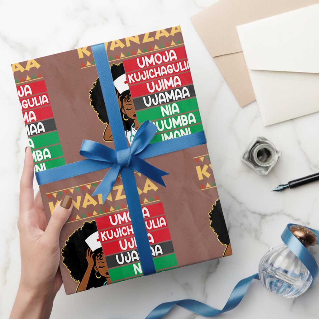 7 Principles Of Kwanzaa Wrapping Paper Roll Nurse Pride African American Heritage Gift - Wonder Print Shop
