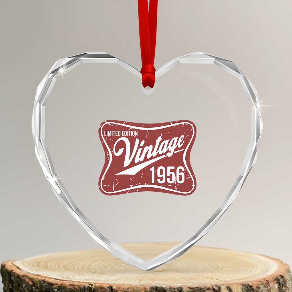 70th Birthday Beer Lover Vintage 1956 Limited Edition Heart Crystal Glass Ornament Red Metal Beer Soft Sign Graphic