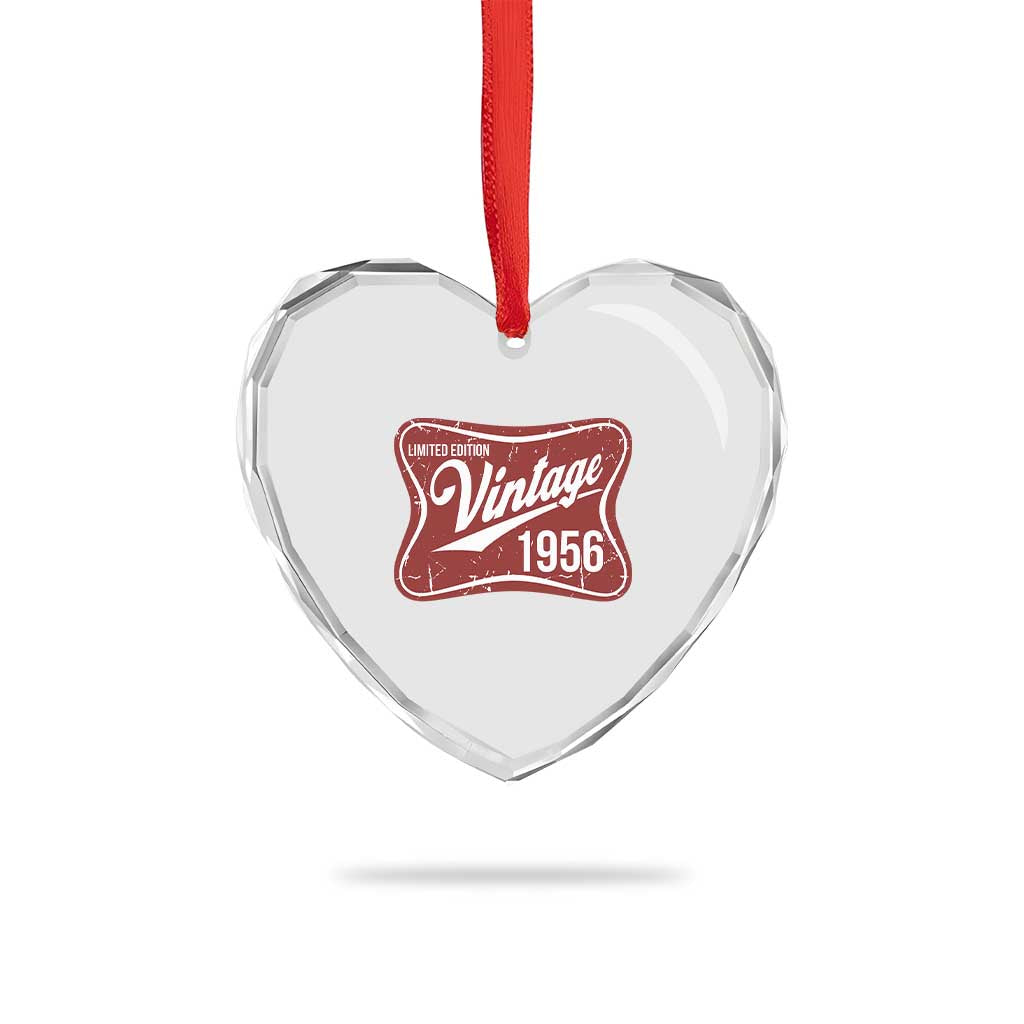 70th Birthday Beer Lover Vintage 1956 Limited Edition Heart Crystal Glass Ornament Red Metal Beer Soft Sign Graphic