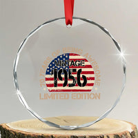 70th Birthday Crystal Glass Ornament Vintage 1956 70 Year Old Birthday USA Flag