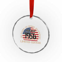 70th Birthday Crystal Glass Ornament Vintage 1956 70 Year Old Birthday USA Flag