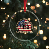 70th Birthday Crystal Glass Ornament Vintage 1956 70 Year Old Birthday USA Flag