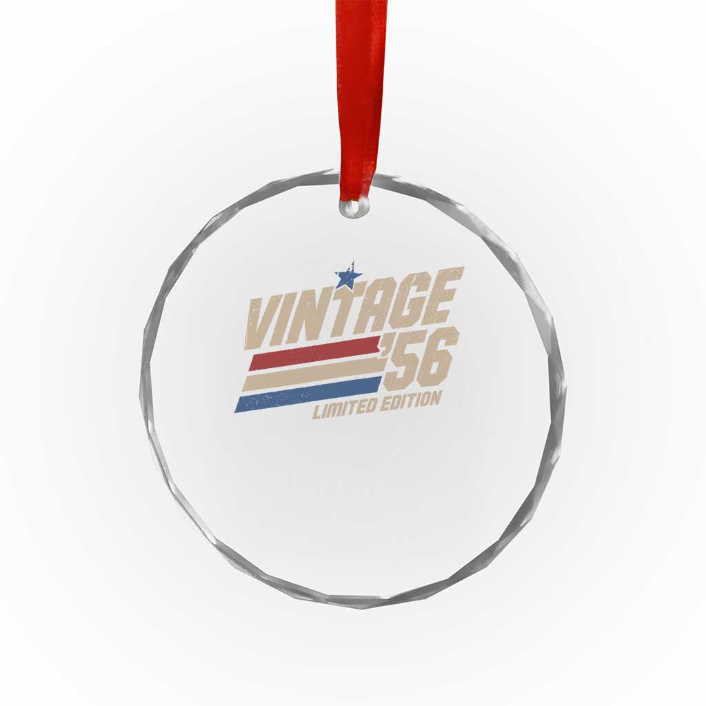 70th Birthday Crystal Glass Ornament Vintage 1956 70 Years Old Birthday USA Stripes