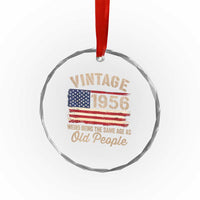 70th Birthday Crystal Glass Ornament Vintage 1956 Weird Being the Same Age as Old People USA Flag