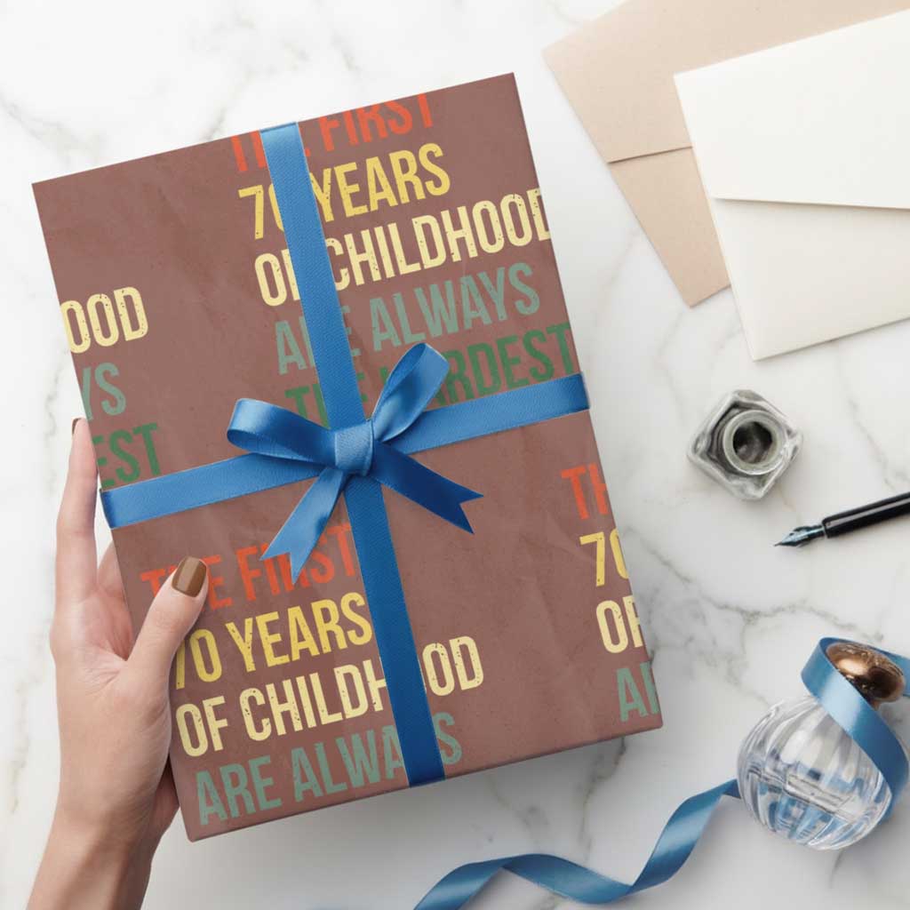 70th Birthday Wrapping Paper Roll Retro The First 70 Years Childhood Hardest