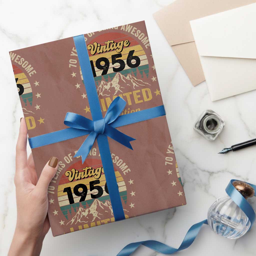 70th Birthday Wrapping Paper Roll Vintage 1956 Limited Edition Retro 70 Years Of Being Awesome Mountain