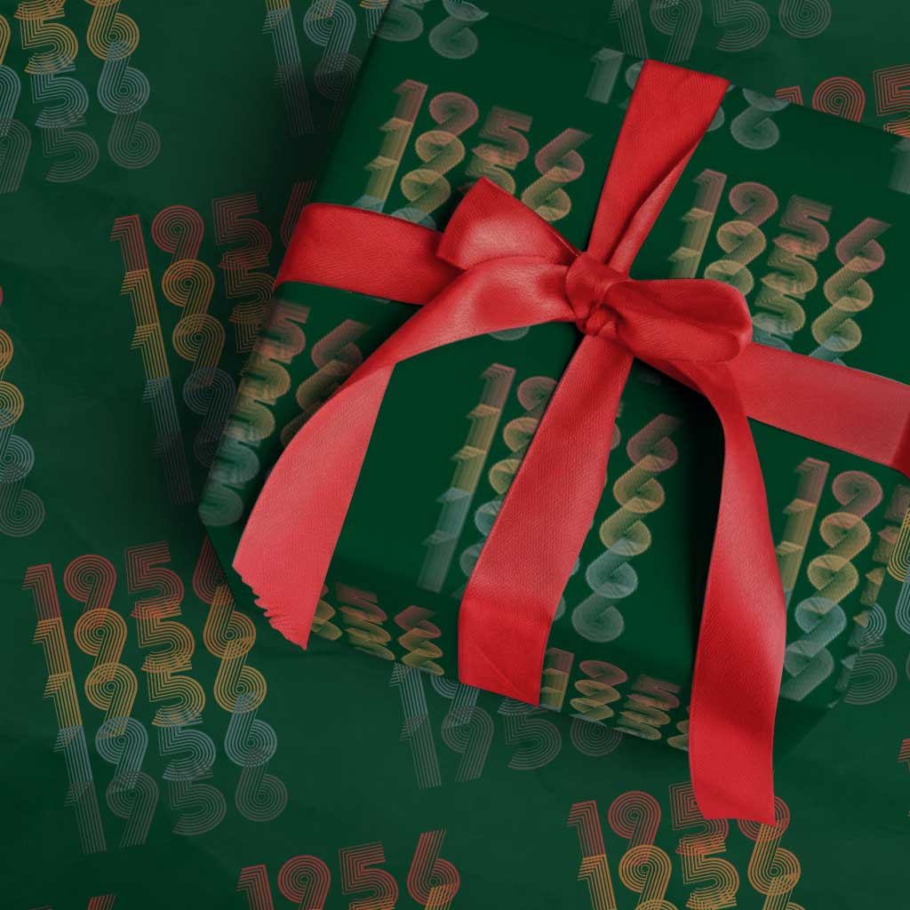 70th Birthday Wrapping Paper Roll Vintage 1956 Retro 70 Years Old Birthday