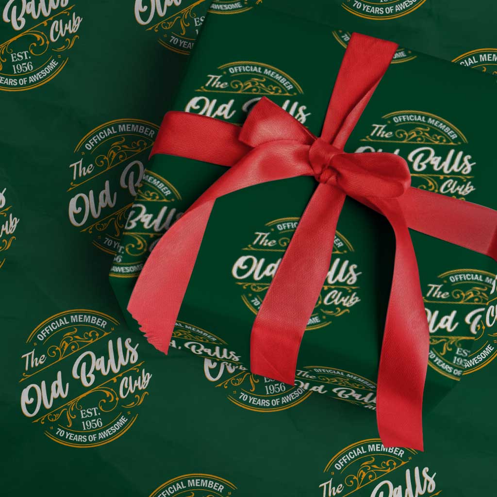70th Birthday Est 1956 Wrapping Paper Roll Official Member Of The Old Ball Clubs