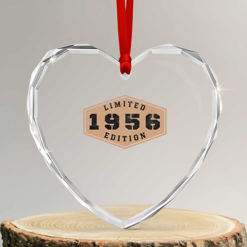 70th Birthday Heart Crystal Glass Ornament 1956 Limited Edition Gifts For Turning 70