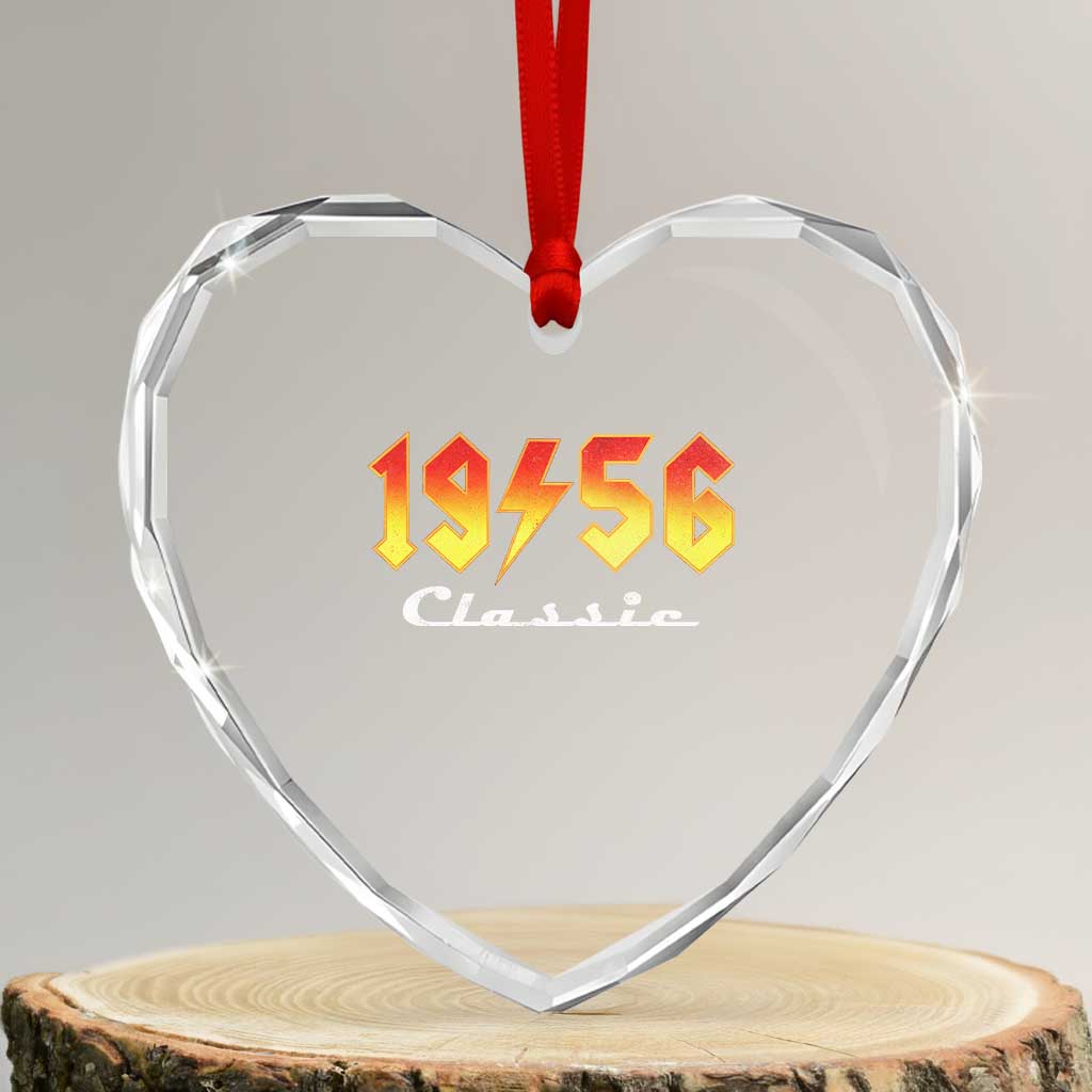 70th Birthday Heart Crystal Glass Ornament Classic Born 1956 Turning 70 Year Old