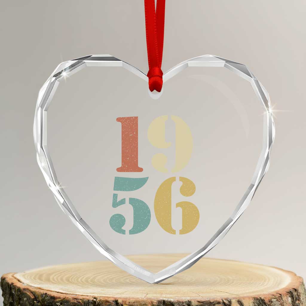 70th Birthday Heart Crystal Glass Ornament Classic Retro 1956 70 Year Old Gifts