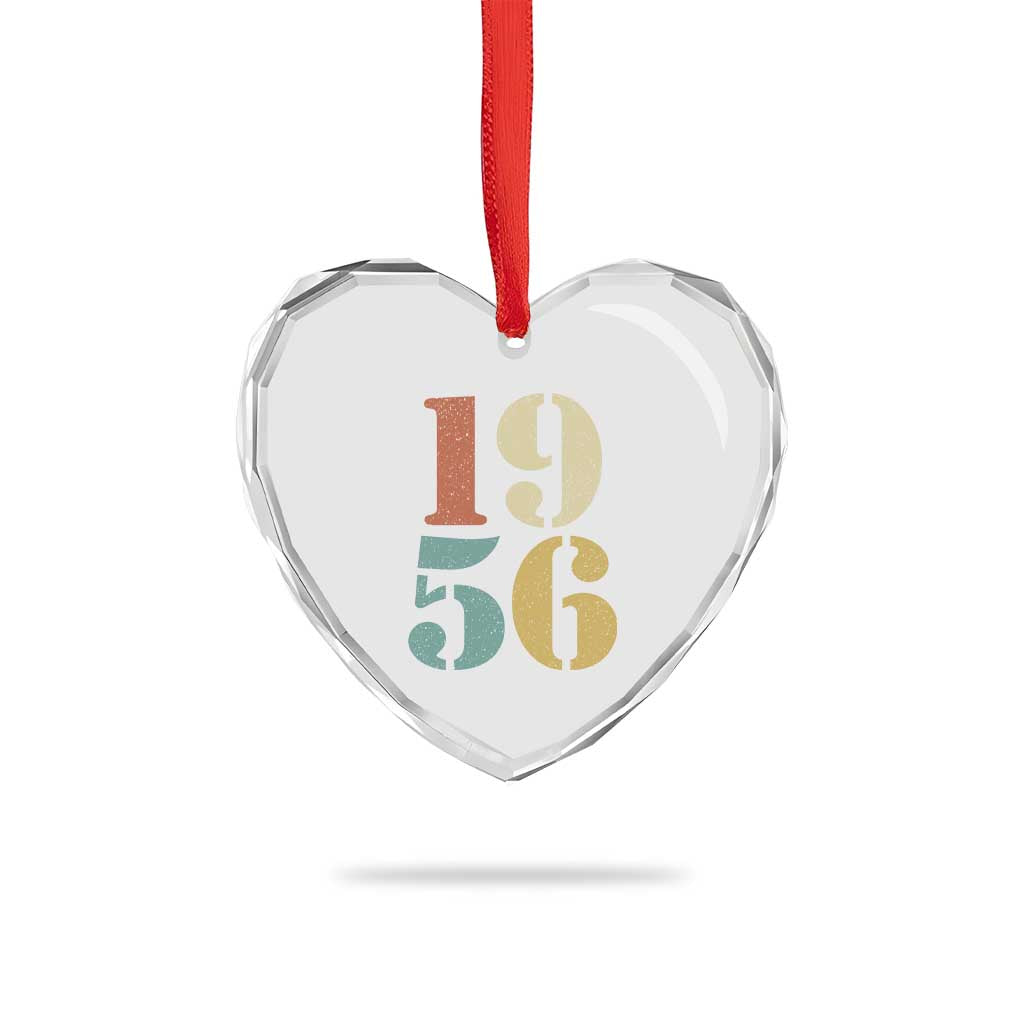 70th Birthday Heart Crystal Glass Ornament Classic Retro 1956 70 Year Old Gifts