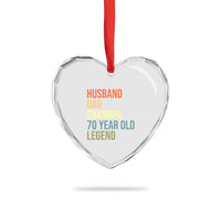 70th Birthday Heart Crystal Glass Ornament Husband Dad Grandpa 70 Year Old Legend