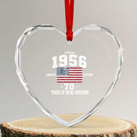 70th Birthday Heart Crystal Glass Ornament Vintage 1956 Limited Edition 70 Years Of Being Awesome USA Flag
