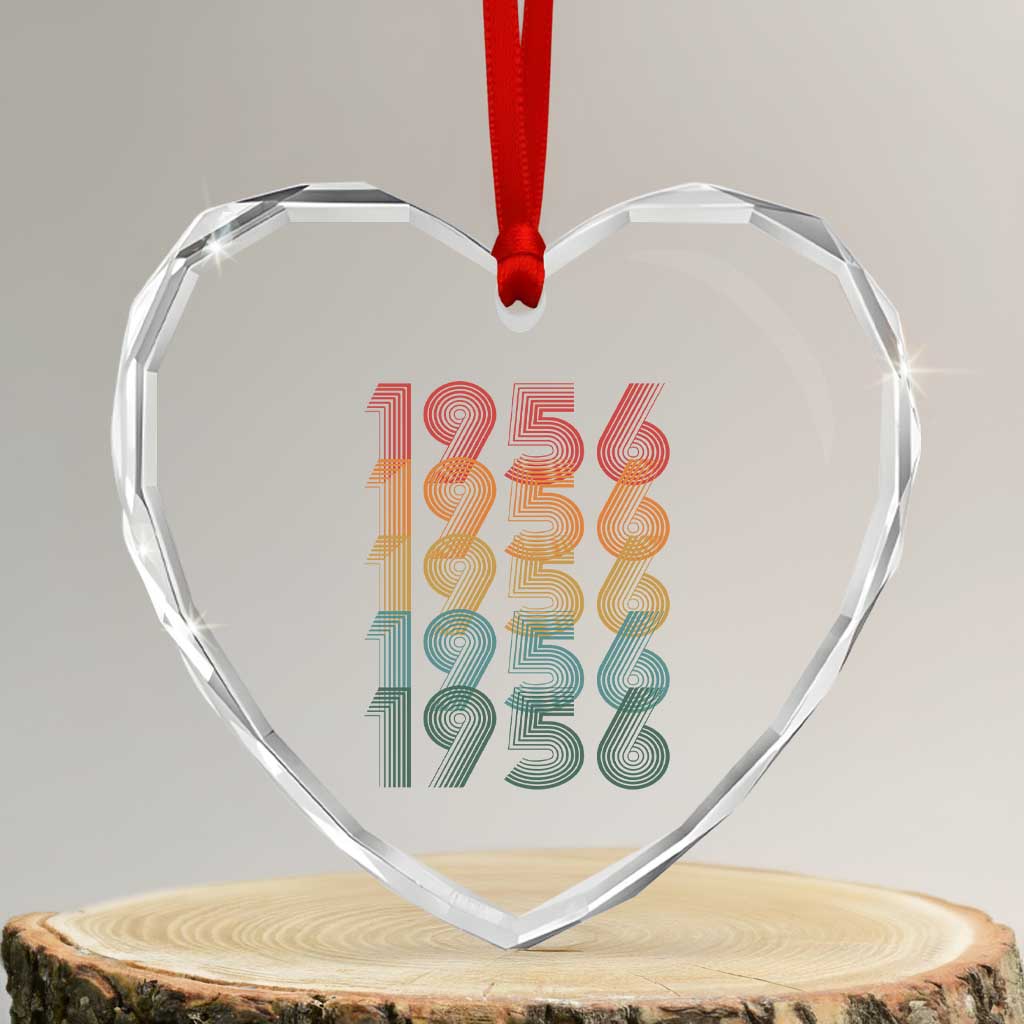 70th Birthday Heart Crystal Glass Ornament Vintage 1956 Retro 70 Years Old Birthday