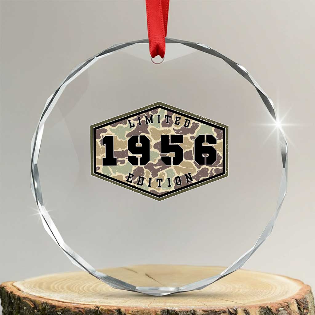 70th Birthday Hunting Crystal Glass Ornament 1956 Limited Edition Vintage Camouflage Gifts For Turning 70