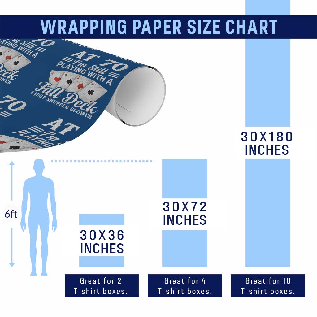 70th Birthday Poker Lover Wrapping Paper Roll At 70 I Am Still Playing With A Full Deck I Just Shuffle Slower