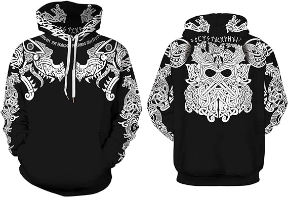 Nordic Odin Tattoo Hoodie Loose Viking Tattoo RLT7 - Wonder Print Shop
