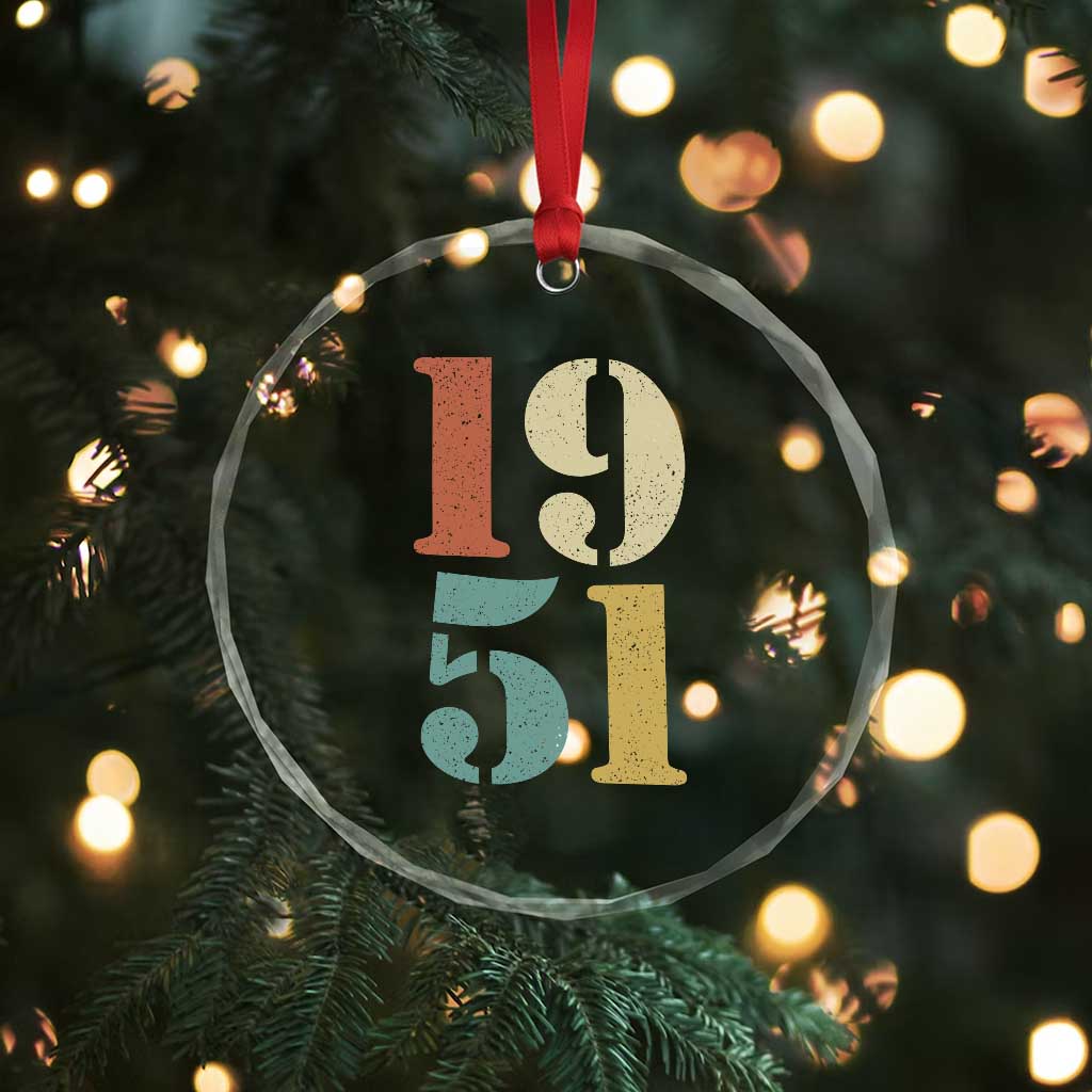 75th Birthday Crystal Glass Ornament Classic Retro 1951 70 Year Old Gifts