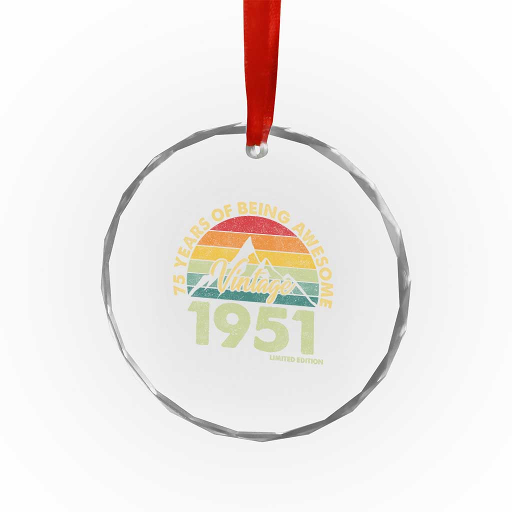 75th Birthday Crystal Glass Ornament Vintage 1951 Limited Edition 75 Year Old Gift
