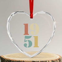 75th Birthday Heart Crystal Glass Ornament Classic Retro 1951 70 Year Old Gifts