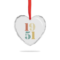 75th Birthday Heart Crystal Glass Ornament Classic Retro 1951 70 Year Old Gifts