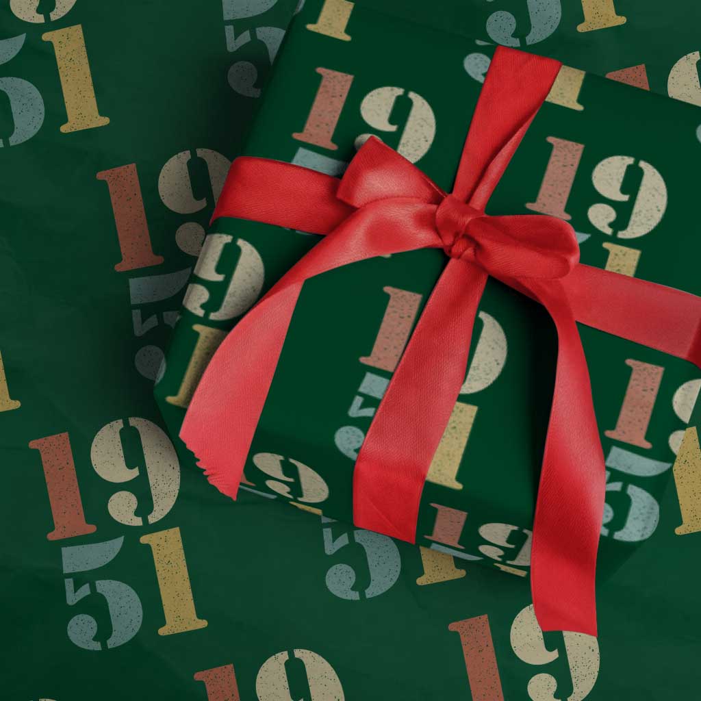75th Birthday Wrapping Paper Roll Classic Retro 1951 70 Year Old Gifts