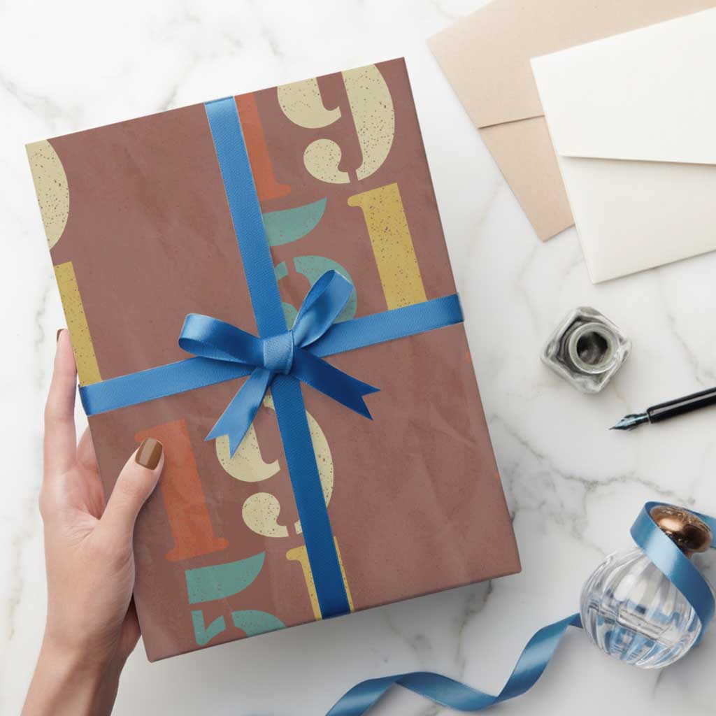 75th Birthday Wrapping Paper Roll Classic Retro 1951 70 Year Old Gifts
