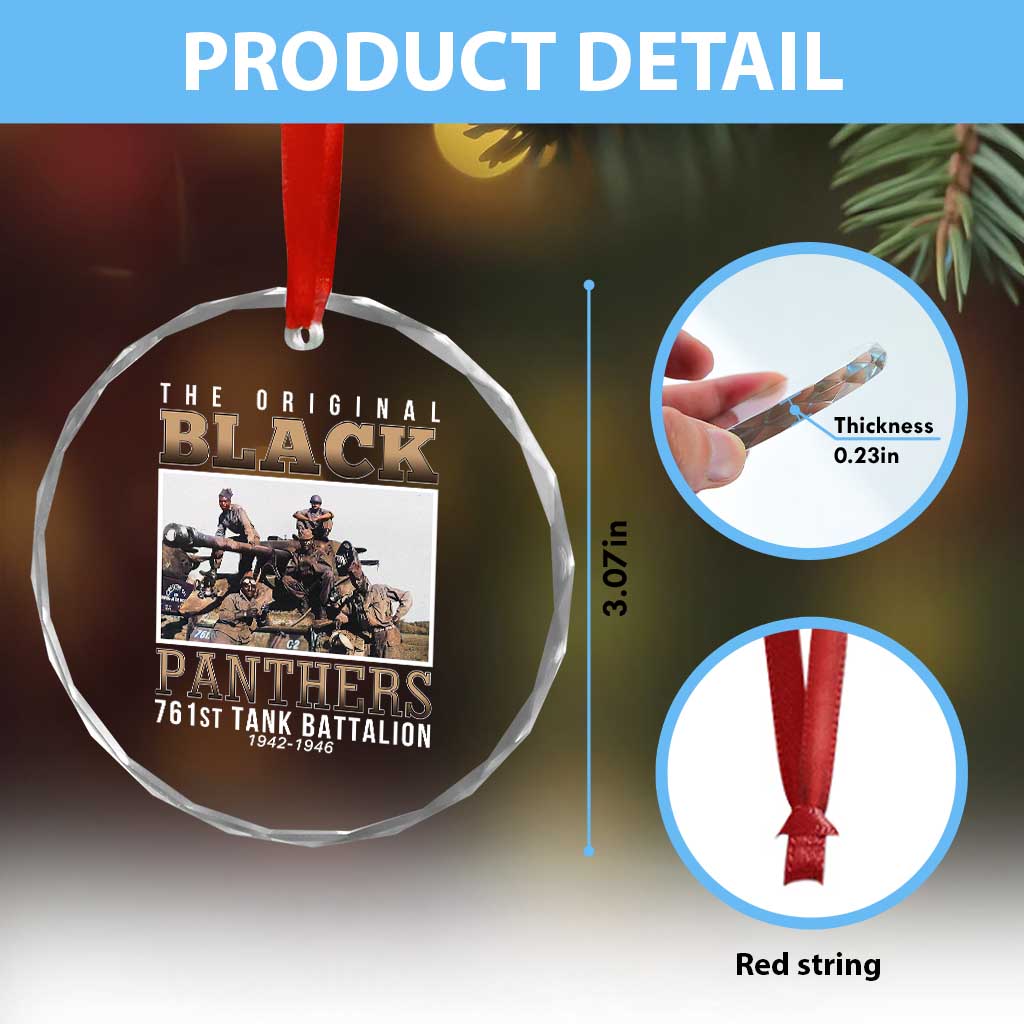 761st Tank Battalion Tribute Crystal Glass Ornament Black Panthers WW2 Heroes TS02