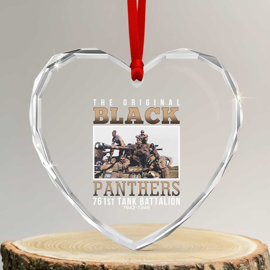 761st Tank Battalion Tribute Heart Crystal Glass Ornament Black Panthers WW2 Heroes - Wonder Print Shop