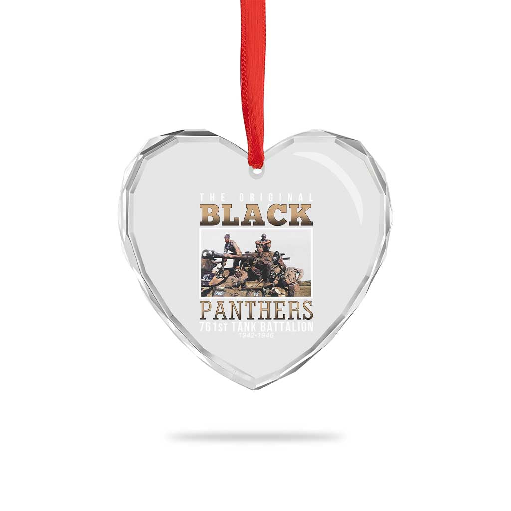 761st Tank Battalion Tribute Heart Crystal Glass Ornament Black Panthers WW2 Heroes - Wonder Print Shop