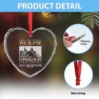 761st Tank Battalion Tribute Heart Crystal Glass Ornament Black Panthers WW2 Heroes - Wonder Print Shop
