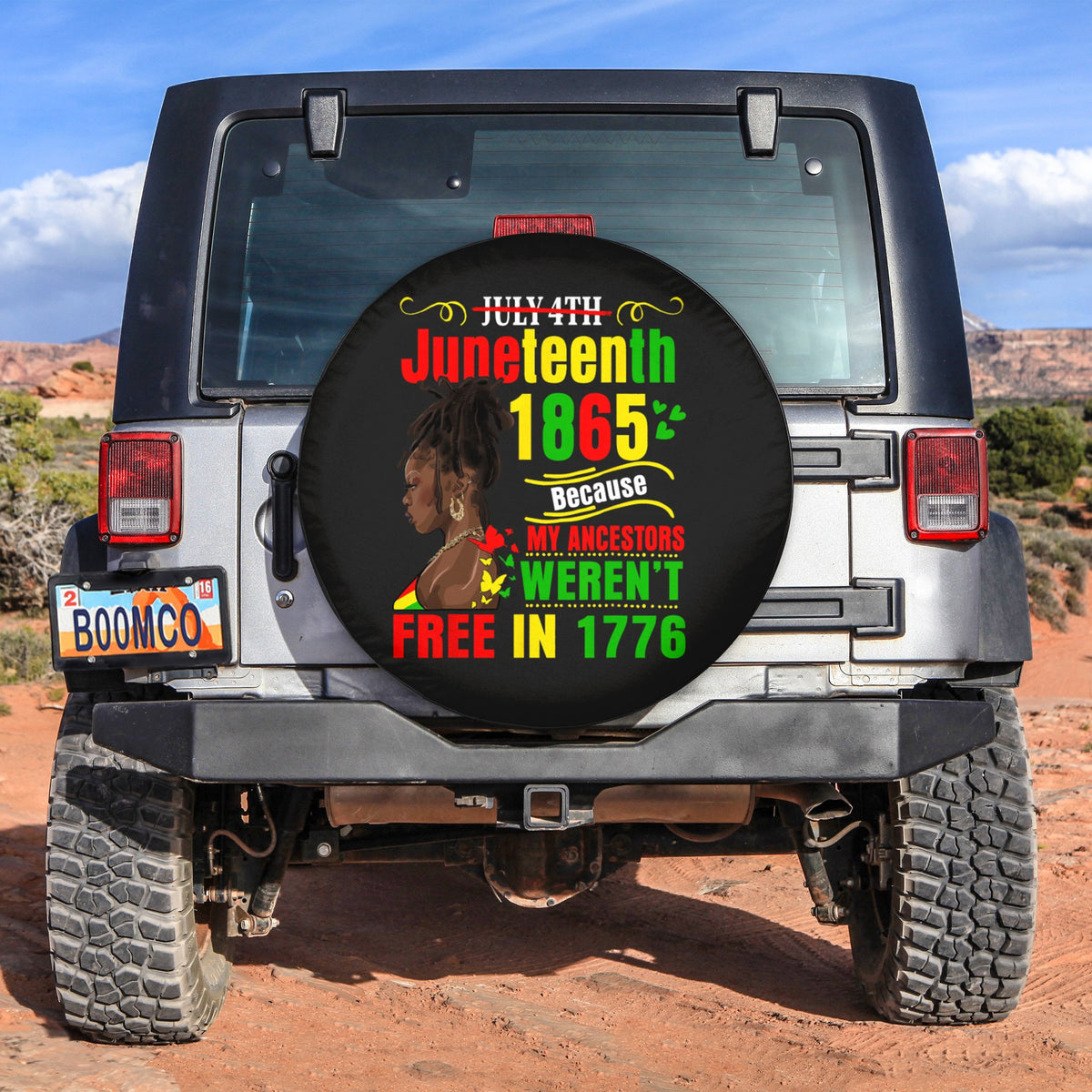 African Tire Covers - Juneteenth Spare Tire Cover Juneteenth 1865 Because My Ancestors Weren't Free In 1776 NO.8 LT8 - Wonder Print Shop