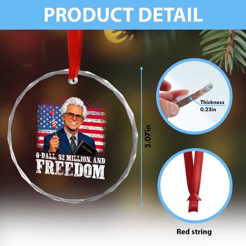 8 Ball 2 Million Dollars And Freedom Crystal Glass Ornament Billy Meme Baby 4th of July