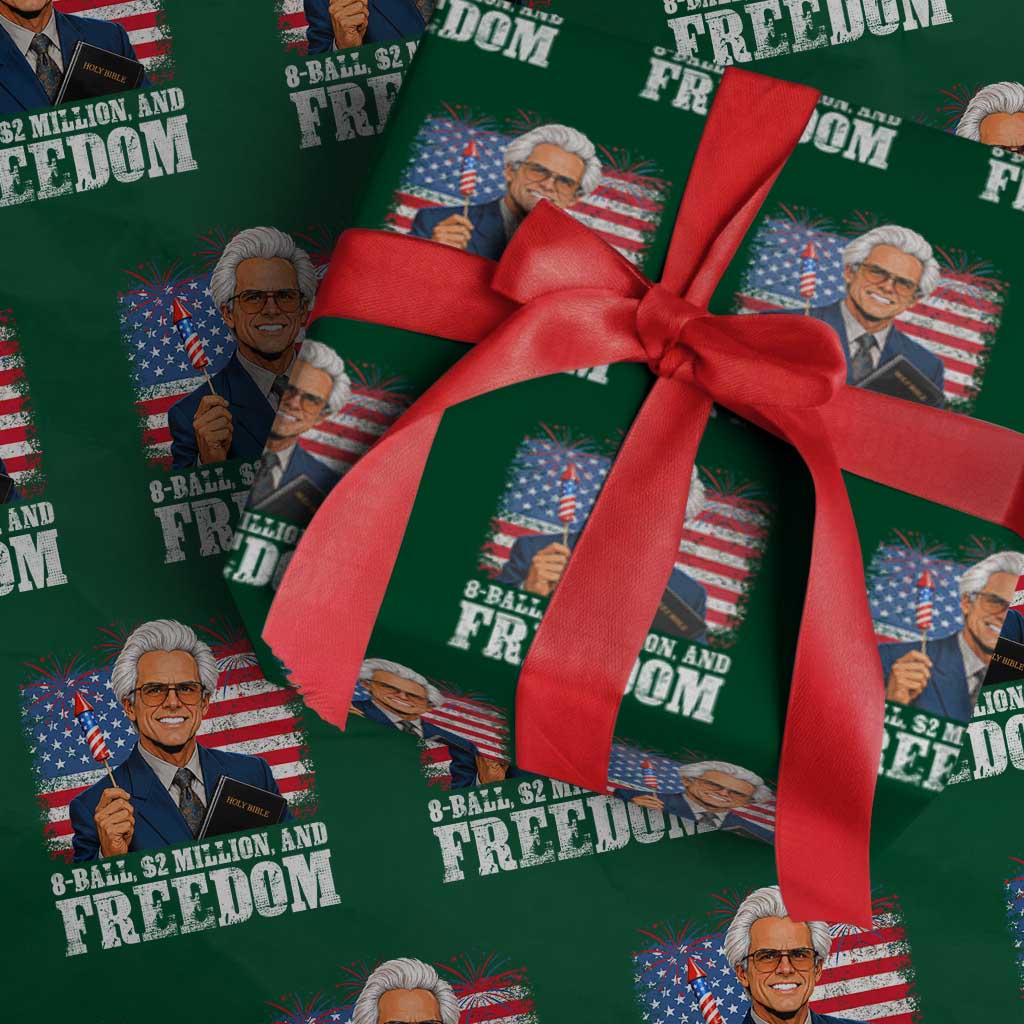 8 Ball 2 Million Dollars And Freedom Wrapping Paper Roll Billy Meme Baby 4th of July