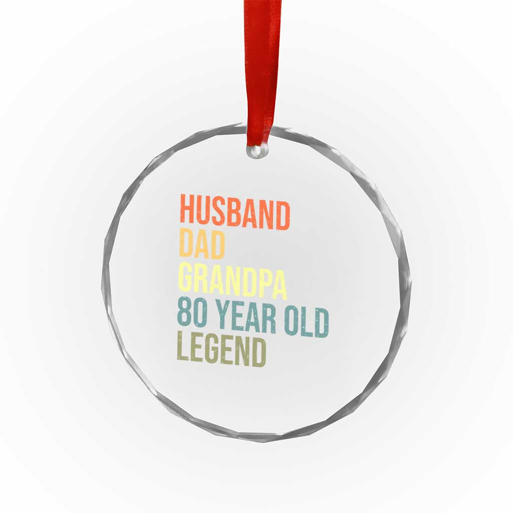 80th Birthday Crystal Glass Ornament Husband Dad Grandpa 80 Year Old Legend