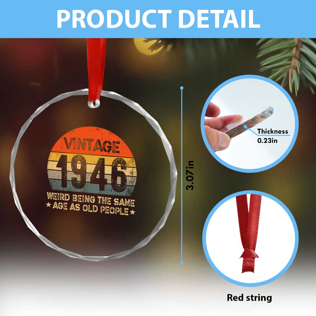 80th Birthday Crystal Glass Ornament Retro 1946 Weird Being The Same Age As Old People